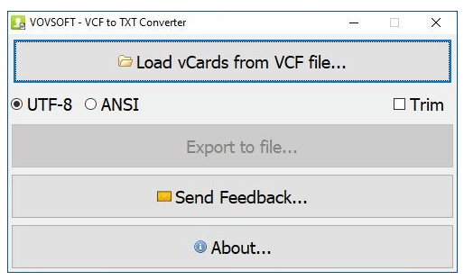 VovSoft VCF to TXT Converter