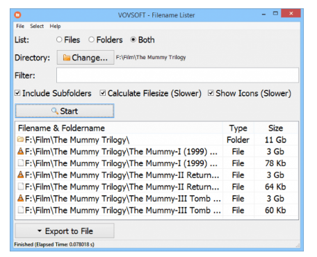 VovSoft Filename Lister